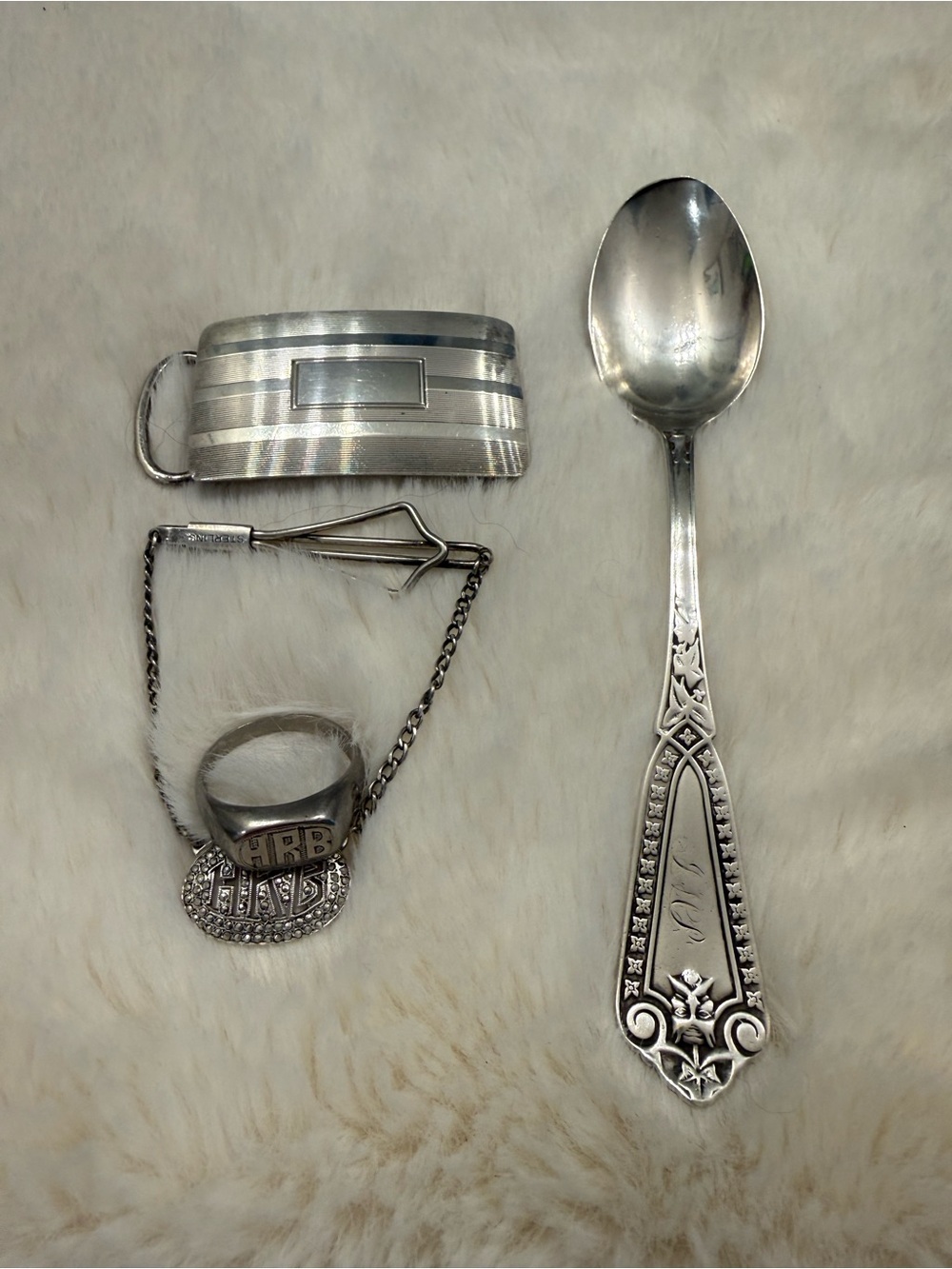 Sterling Silver Vintage Spoon - Silver Ornate Handle